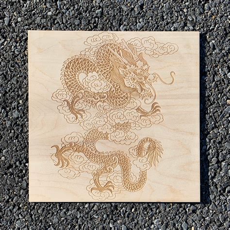 Japanese Dragon Wall Art Laser Engraved On Wood Beautiful | Etsy