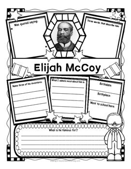 Elijah McCoy Biography Graphic Organizer | Informational Writing