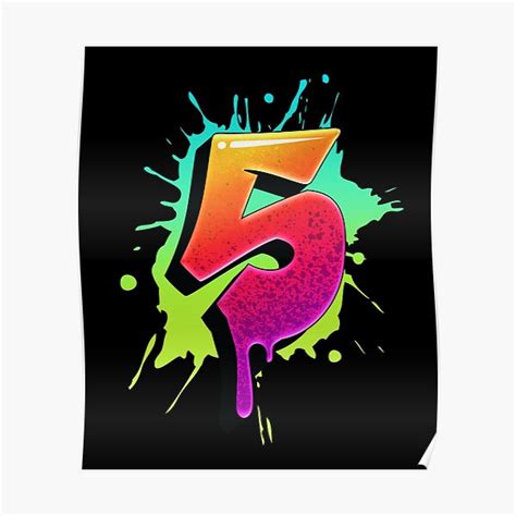 "Graffiti Number 5 Digit Colorful Paint Splash Style" Poster for Sale by ToTheNextLetter | Redbubble