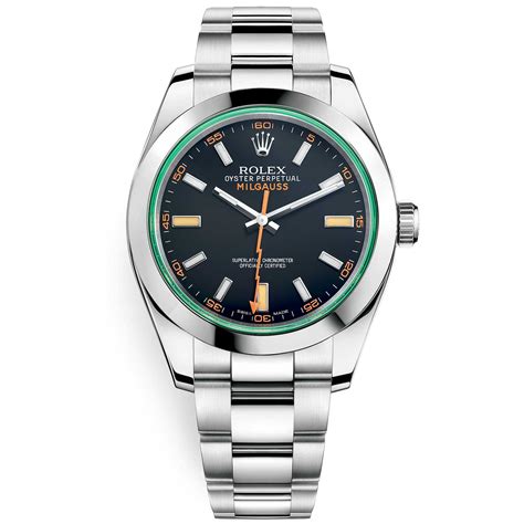 ᐉ Rolex Milgauss 116400GV Black Dial Domed Bezel Green Crystal Oyster ...