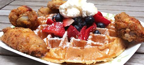 Chicken Waffle Belgian waffles with deep pockets to fill with syrup and ...