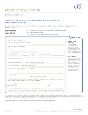 Citibank Direct Deposit Form - Fill and Sign Printable Template Online