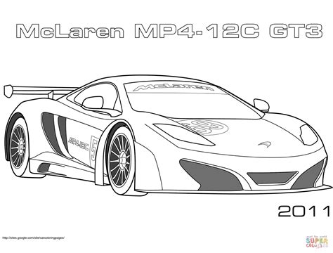 Ausmalbild: 2011 McLaren MP4 12C GT3 | Ausmalbilder kostenlos zum ausdrucken