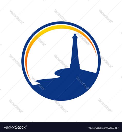 Bay side lighthouse blue circle symbol design Vector Image