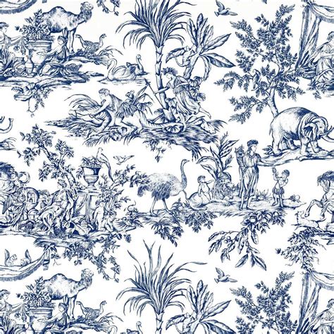 Antilles Toile Cotton Fabric in Navy Blue by Anna French