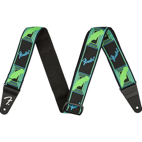 Neon Monogrammed Guitar Strap, 2In, Blue/Green | Reverb