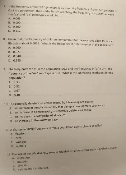 Solved If the frequency of the "AA" genotype is 0.25 and the | Chegg.com