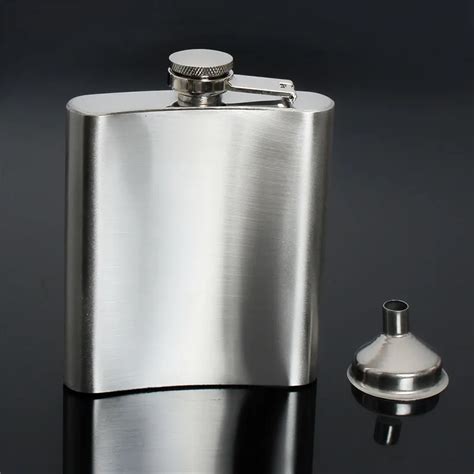 1Pc 7OZ Stainless Whiskey Alcohol Pocket Hip Flask with Funnel Retro Rum Liquor Wine Flasks Cap ...