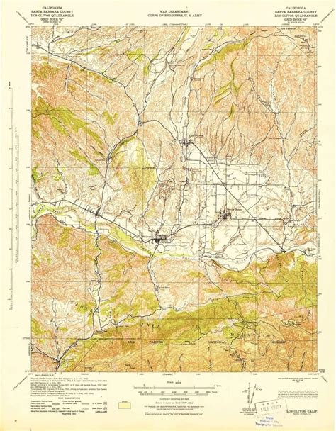 Amazon.com : YellowMaps Los Olivos CA topo map, 1:62500 Scale, 15 X 15 Minute, Historical, 1943 ...