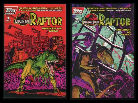 Jurassic Park Raptor Topps Comic Set 1-2 Lot Dinosaurs Attack ...