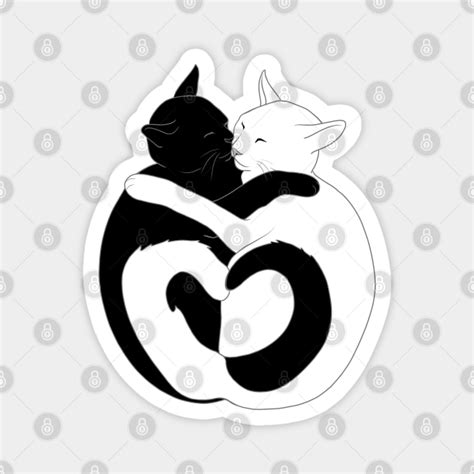 Black and White Hugging Cats - Cat Owner - Magnet | TeePublic