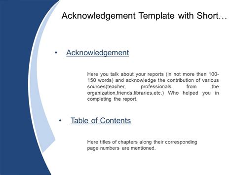 Acknowledgement Template With Short Briefing And Table Of Contents | PowerPoint Slide Clipart ...