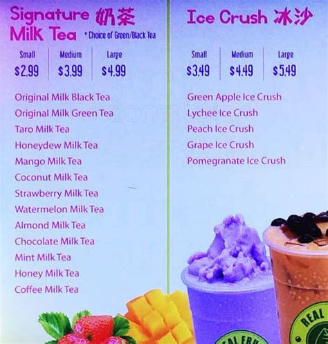 Real Fruit Bubble Tea Menu, Menu for Real Fruit Bubble Tea, Markham ...