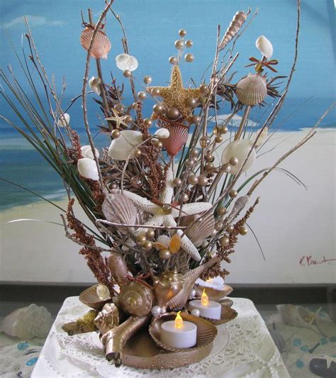 seashell center pieces | Seashell Centerpiece- 20 in.Beach Wedding ...