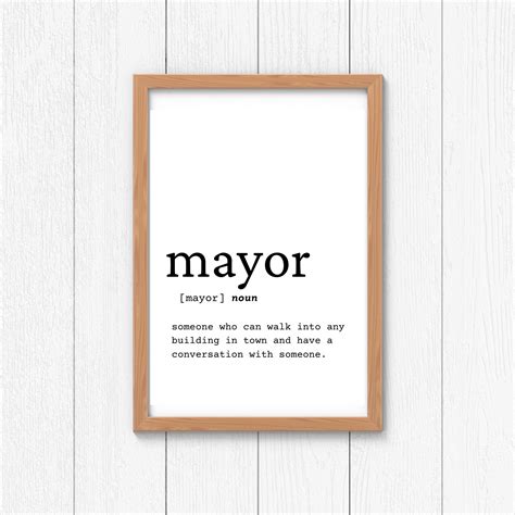 Mayor Definition Wall Art, Mayor Gift Idea, Mayor Digital Print, Gift Idea for Mayor, Mayor ...