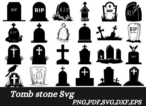 Tombstone Svg Bundle 42 Design Memorial Headstone Tomb Stone Engraved Headstone Digital Download ...