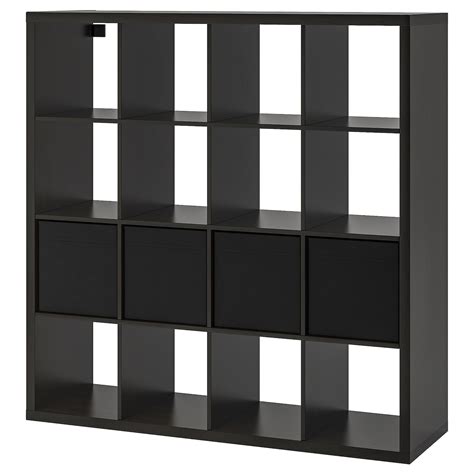 KALLAX Regal mit 4 Einsätzen, schwarzbraun, 147x147 cm. Online oder im Einrichtungshaus - IKEA ...