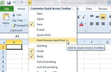 Add a Print Preview Icon to the Quick Toolbar in Excel 2010 - Solve Your Tech