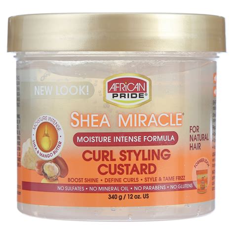 African Pride Shea Butter Miracle Moisture Intense Curl Styling Cream Custard For Wavy, Curly ...