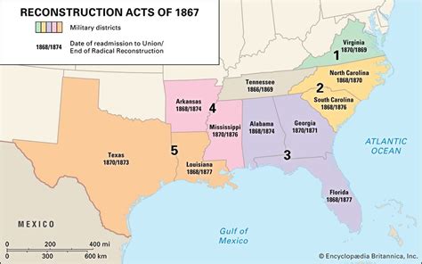 Reconstruction Military Districts Map