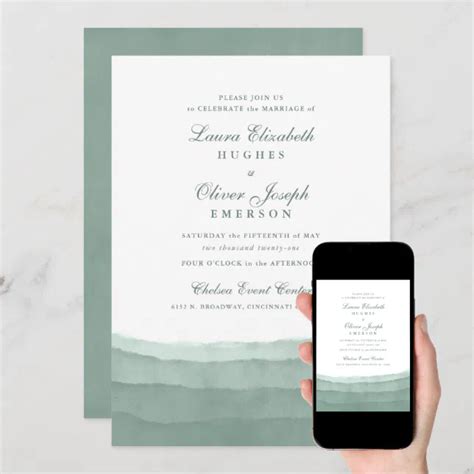 Sage Green Watercolor Wedding Invitations | Zazzle