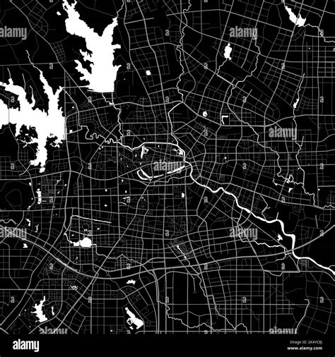 Map of Hefei city. Urban black and white poster. Road map image with metropolitan city area view ...