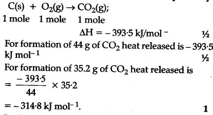 Enthalpy of combustion of carbon to C${{O}_{2}}$ is -393.5 kj/mol. Calculate heat released upon ...