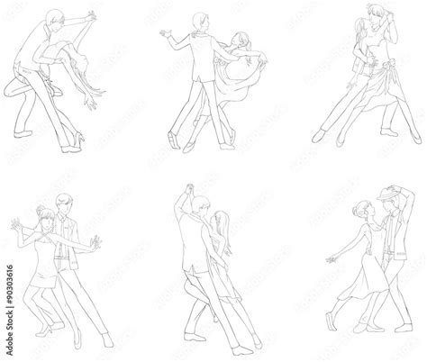 Vecteur Stock A cartoon drawing icon of dancing couple sport for both ...