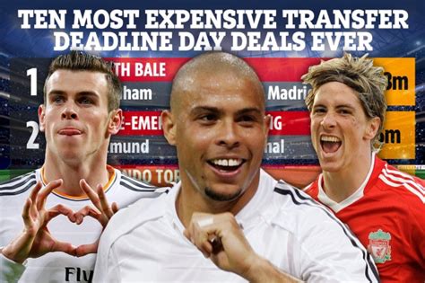 Top ten biggest deadline day transfers including Bale to Real Madrid and Arsenal's hat-trick of ...