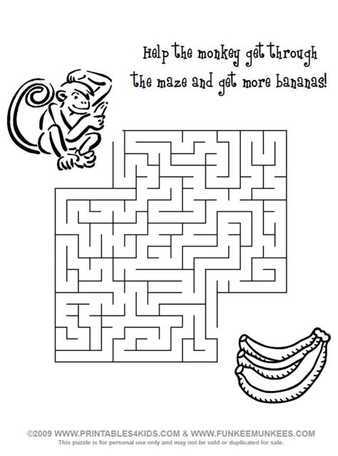 Monkey Maze – Printables for Kids – free word search puzzles, coloring ...