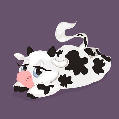 Cute Cartoon Lying Cow Stock Vector | Royalty-Free | FreeImages