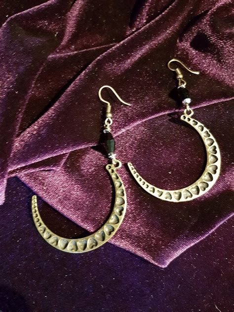 Heart Moon Sickle Earrings Bronze Druid Sickle Occult Spiritual Gothic ...