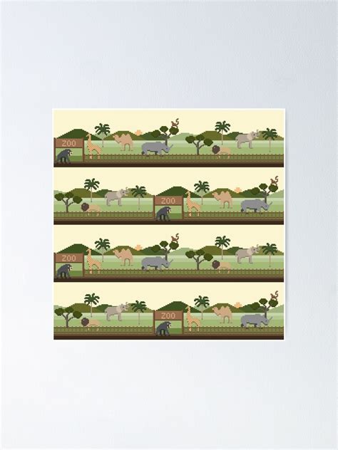 "Pixel art zoo animals pattern" Poster for Sale by EngineerGoC | Redbubble