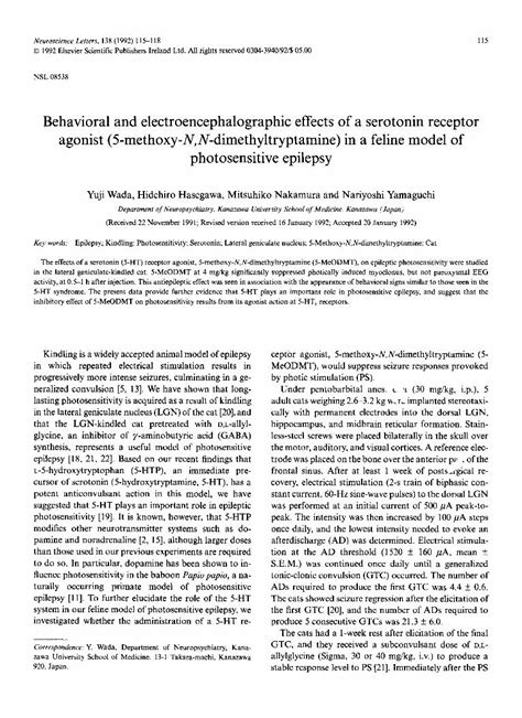 (PDF) Behavioral and electroencephalographic effects of a serotonin ...