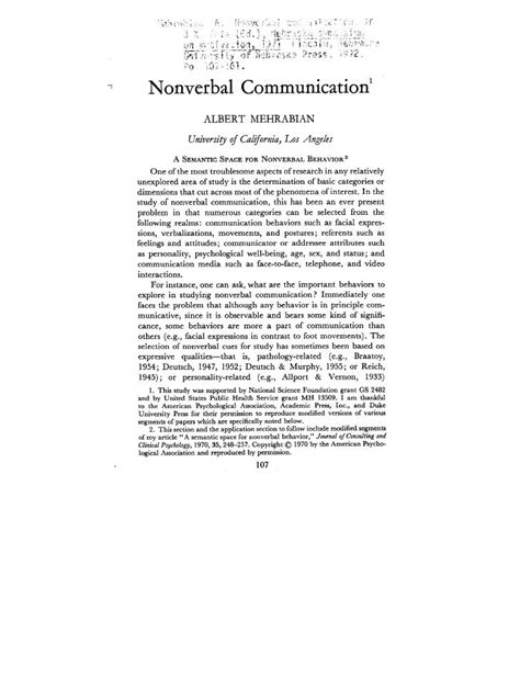 Mehrabian Communication - Nonverbal Communication a. mehrabian paper