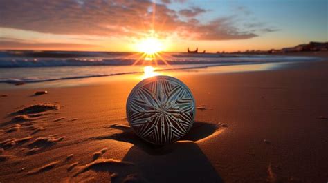 Premium AI Image | A Photo featuring a hyper detailed shot of a sand dollar nestled in the sand ...