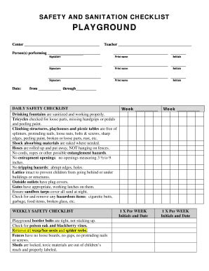 Checklist Example For Business Sanitation - Fill Online, Printable, Fillable, Blank | pdfFiller