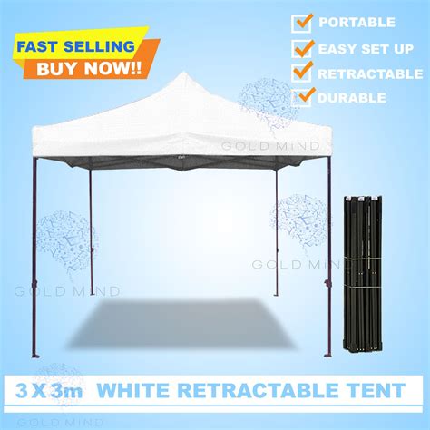 HEAVY DUTY 3x3 Meter Retractable Gazebo Tent Outdoor Heavy Duty Quality ...