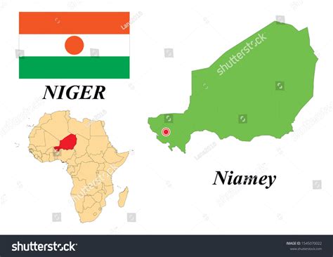 Republic Niger Capital Niamey Contour Map Stock Vector (Royalty Free ...