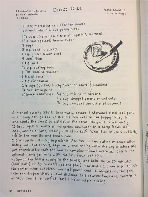 Carrot Cake (Moosewood Cookbook) | Recipe book diy, Homemade cookbook, Recipe book design