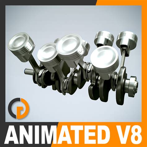 animation v8 engine cylinders obj