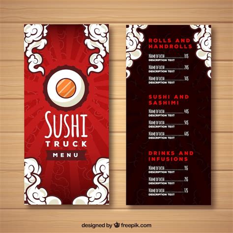 Red sushi menu design Vector | Free Download