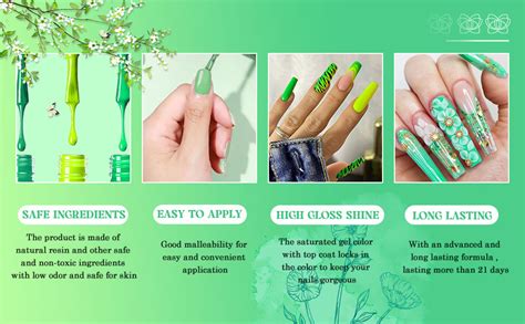 Amazon.com : Arousar Gel Polish, 8 Colors Light Olive Neon Green Starter Kit, All Seasons ...