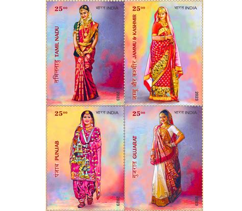 12-02-2023: Bridal Costumes of India Stamp (Set of 2 Stamps) - Buy Indian Stamps - Philacy