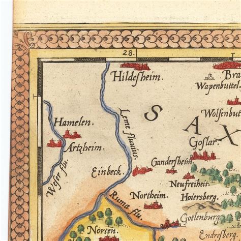 Old Map of Saxony Saxonia 1581 Ancient Map Very Rare Fine - Etsy | Fine ...