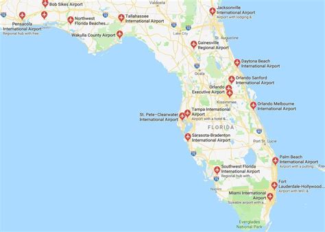 Map of Florida airports | Map of florida, Destin, Orlando sanford ...