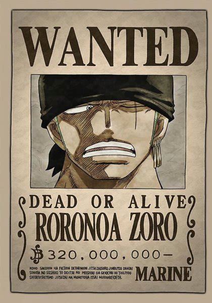 30 Roronoa Zoro Wanted Poster | Example Document Template