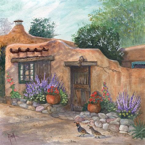 Old Adobe Cottage Painting by Marilyn Smith