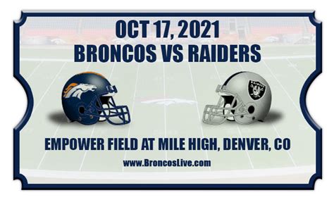 Denver Broncos vs Las Vegas Raiders Football Tickets | 10/17/21