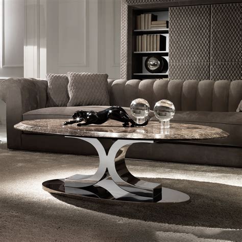 Luxury Contemporary Italian Oval Marble Coffee Table - Juliettes Interiors